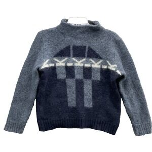 Floss 100% Wool Nordic Sweater Women Small Blue Cabin Academia 90s Grunge Preppy
